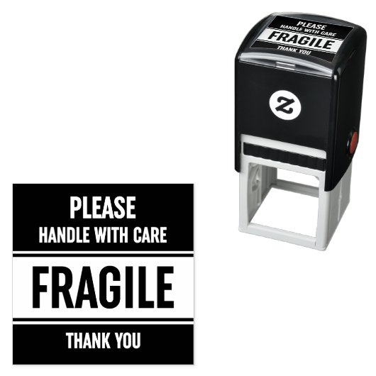 Fragile handgreep met rubberen riem met waarschuwi zelfinktende stempel (In situ)