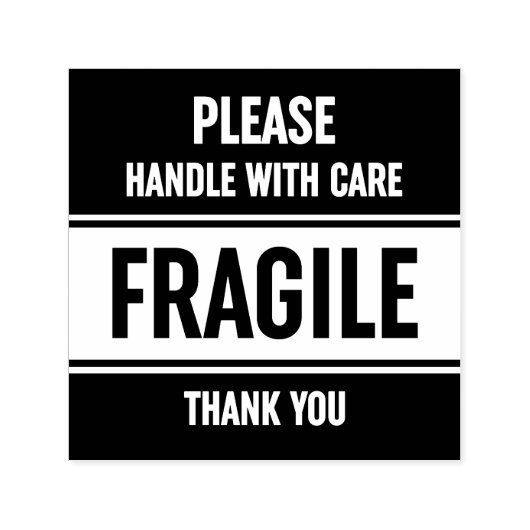 Fragile handgreep met rubberen riem met waarschuwi zelfinktende stempel (Design)