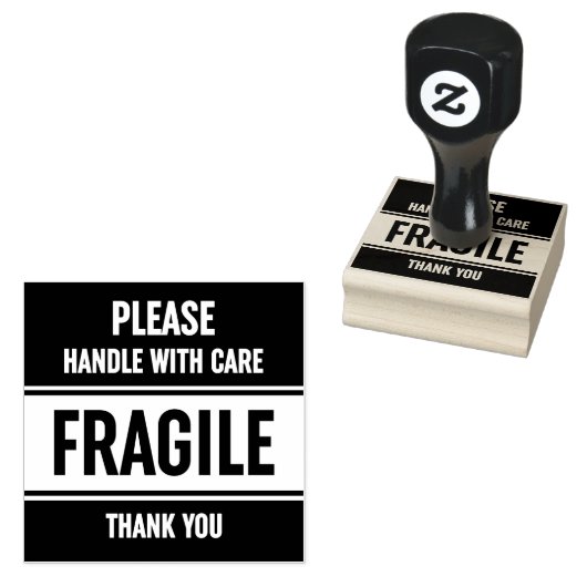 Fragile handgreep met waarschuwing rubberstempel (Gestempeld)