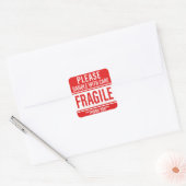 Fragile handgreep met waarschuwing vierkante sticker (Envelop)