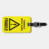 Fragile handgreep met waarschuwingsgele waarschuwi bagagelabel (Voorkant horizontaal)