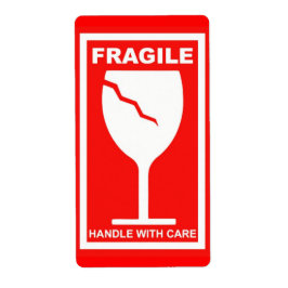 Fragile handgreep met zorg etiket
