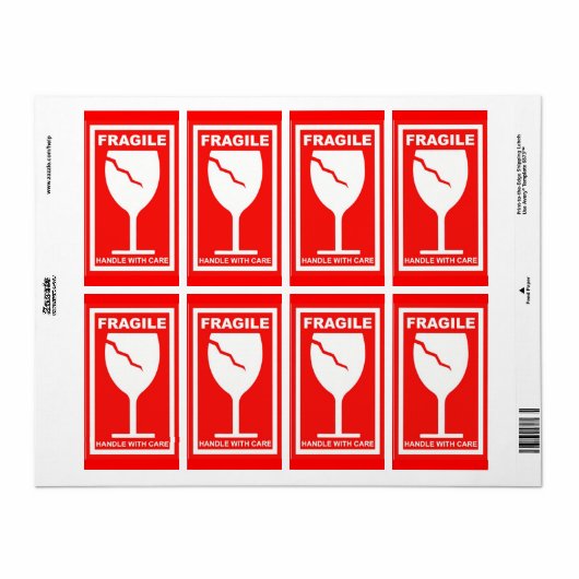 Fragile handgreep met zorg etiket (Full Sheet)