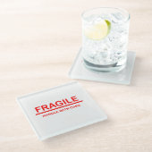 Fragile handgreep met zorg glazen onderzetter (Schuin)