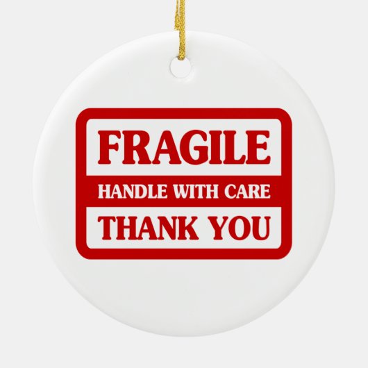 Fragile handgreep met zorg keramisch ornament (Achterkant)