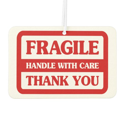 Fragile handgreep met zorg luchtverfrisser (Achterkant)