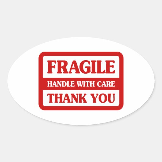 Fragile handgreep met zorg ovale sticker (Voorkant)