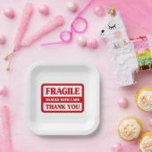 Fragile handgreep met zorg papieren bordje (Feest)