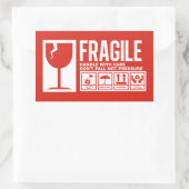 Fragile handgreep met zorg rechthoekige sticker (Tas)
