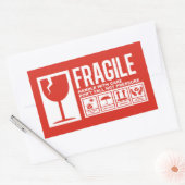 Fragile handgreep met zorg rechthoekige sticker (Envelop)