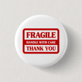 Fragile handgreep met zorg ronde button 3,2 cm (Voorkant)