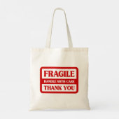 Fragile handgreep met zorg tote bag (Achterkant)