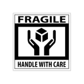 Fragile handgreep met zorg, verpakking rubberstempel (Afrduk)