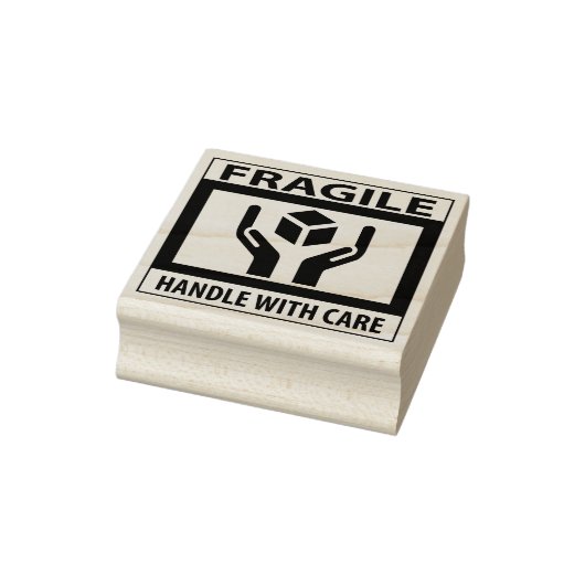 Fragile handgreep met zorg, verpakking rubberstempel (Stempel)