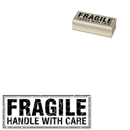 Fragile handgreep met zorg, verpakking rubberstempel (Gestempeld)