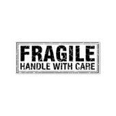 Fragile handgreep met zorg, verpakking rubberstempel (Afrduk)
