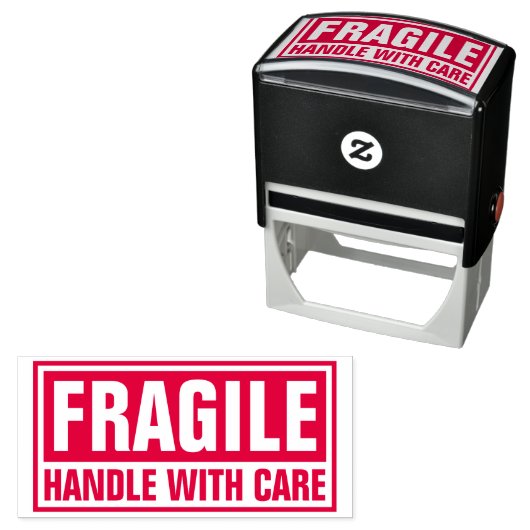 Fragile handgreep met zorg  zelfinktende stempel (In situ)