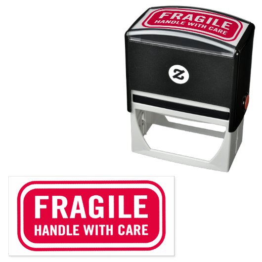 Fragile handgreep met zorg  zelfinktende stempel (In situ)