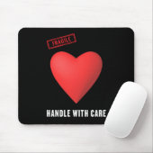 Fragile handgreep met zorgsticker muismat (Met muis)