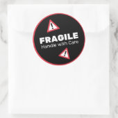 Fragile handgreep met zorgsticker ronde sticker (Tas)
