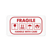 Fragile handgreep met zorgverzending etiket (Voorkant)