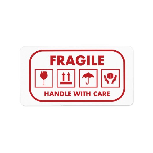 Fragile handgreep met zorgverzending etiket (Voorkant)