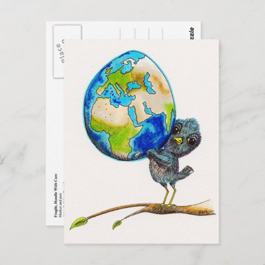 Fragile, handig met zorg briefkaart (Voorkant / Achterkant)