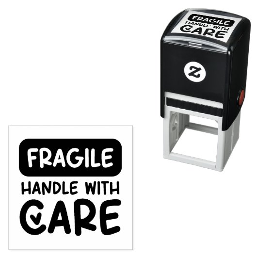 FRAGILE Handle With Care Heart Zelfinktende Stempel (In situ)