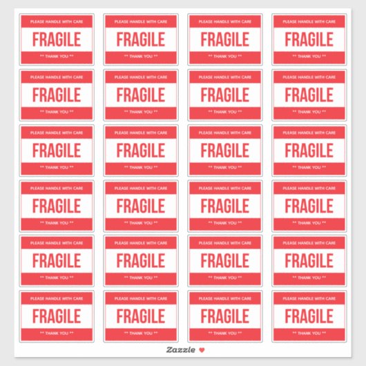 Fragile Handle With Care Shipping Sticker (Vel)