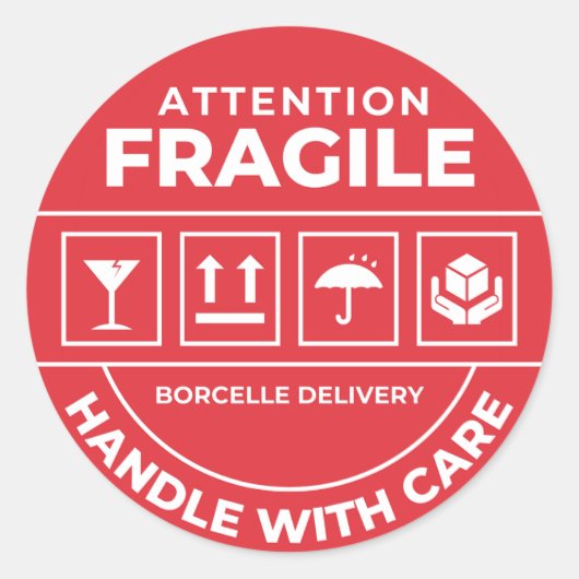 Fragile Handle With Care Shipping Sticker (Voorkant)