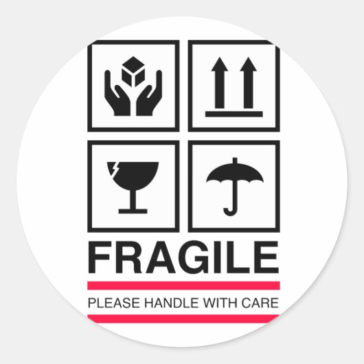 Fragile handvat met ontwerp van grafisch etiket vo (Voorkant)