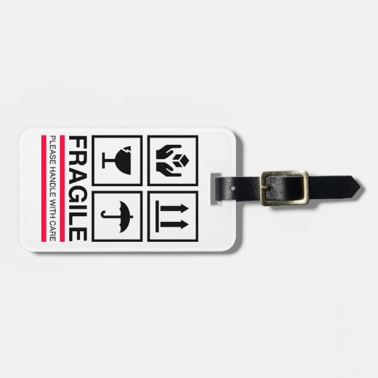 Fragile handvat met ontwerp van grafisch etiket vo bagagelabel (Voorkant horizontaal)