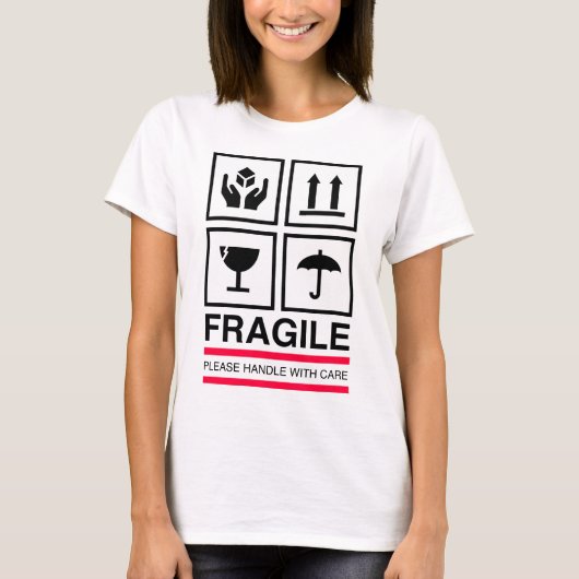 Fragile handvat met ontwerp van grafisch etiket vo t-shirt (Voorkant)