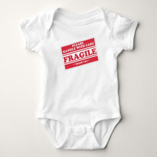 "Fragile: Handvat met zorg" Joke Baby Bodysuit (Voorkant)