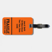 Fragile, handvat met zorg, Oranje Bagagelabel (Achterkant horizontaal)
