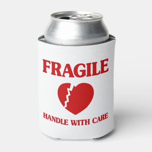 Fragile hartbehandeling met zorg blikjeskoeler (Blikje Voorkant)