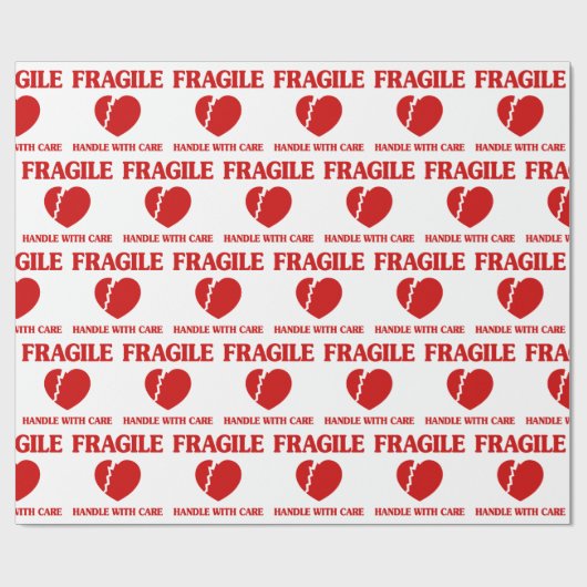 Fragile hartbehandeling met zorg cadeaupapier (Vlak)