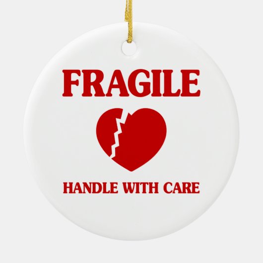 Fragile hartbehandeling met zorg keramisch ornament (Achterkant)