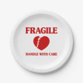 Fragile hartbehandeling met zorg papieren bordje (Voorkant)