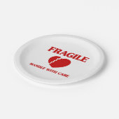 Fragile hartbehandeling met zorg papieren bordje (Gekanteld)