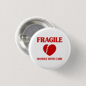 Fragile hartbehandeling met zorg ronde button 3,2 cm (Voorkant /achterkant)