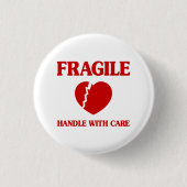 Fragile hartbehandeling met zorg ronde button 3,2 cm (Voorkant)