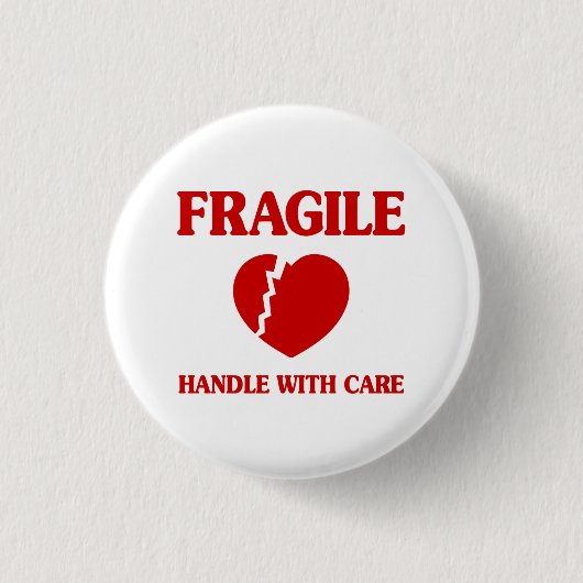 Fragile hartbehandeling met zorg ronde button 3,2 cm (Voorkant)
