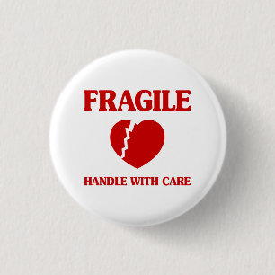 Fragile hartbehandeling met zorg ronde button 3,2 cm