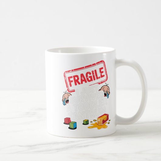 Fragile I Survived A Toddler Tantrum Funny Parent  Koffiemok (Rechts)