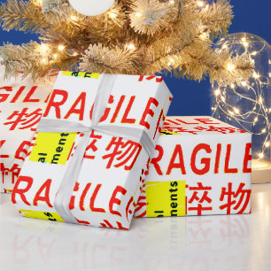 FRAGILE Marking met COOL Asian Characters Cadeaupapier