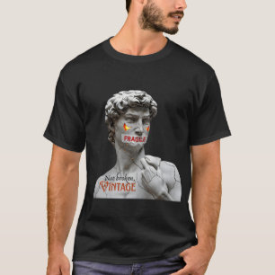 Fragile meme kunst - Cracked David standbeeld paro T-shirt