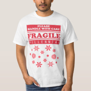 Fragile Millennial, handig met zorgsneeuwvlokken T-shirt