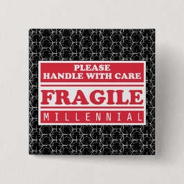Fragile Millenniumverpakking, handig met handtas Vierkante Button 5,1 Cm
