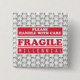 Fragile Millenniumverpakking, handig met handtas Vierkante Button 5,1 Cm